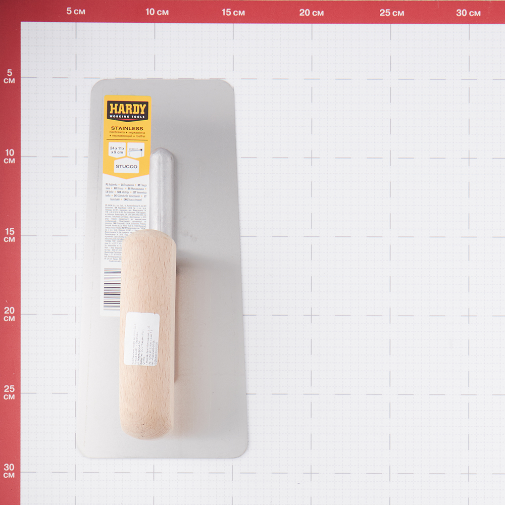 Гладилка плоская Hardy Stucco серия 36 (0800-362400) 240x110x90 мм с деревянной ручкой