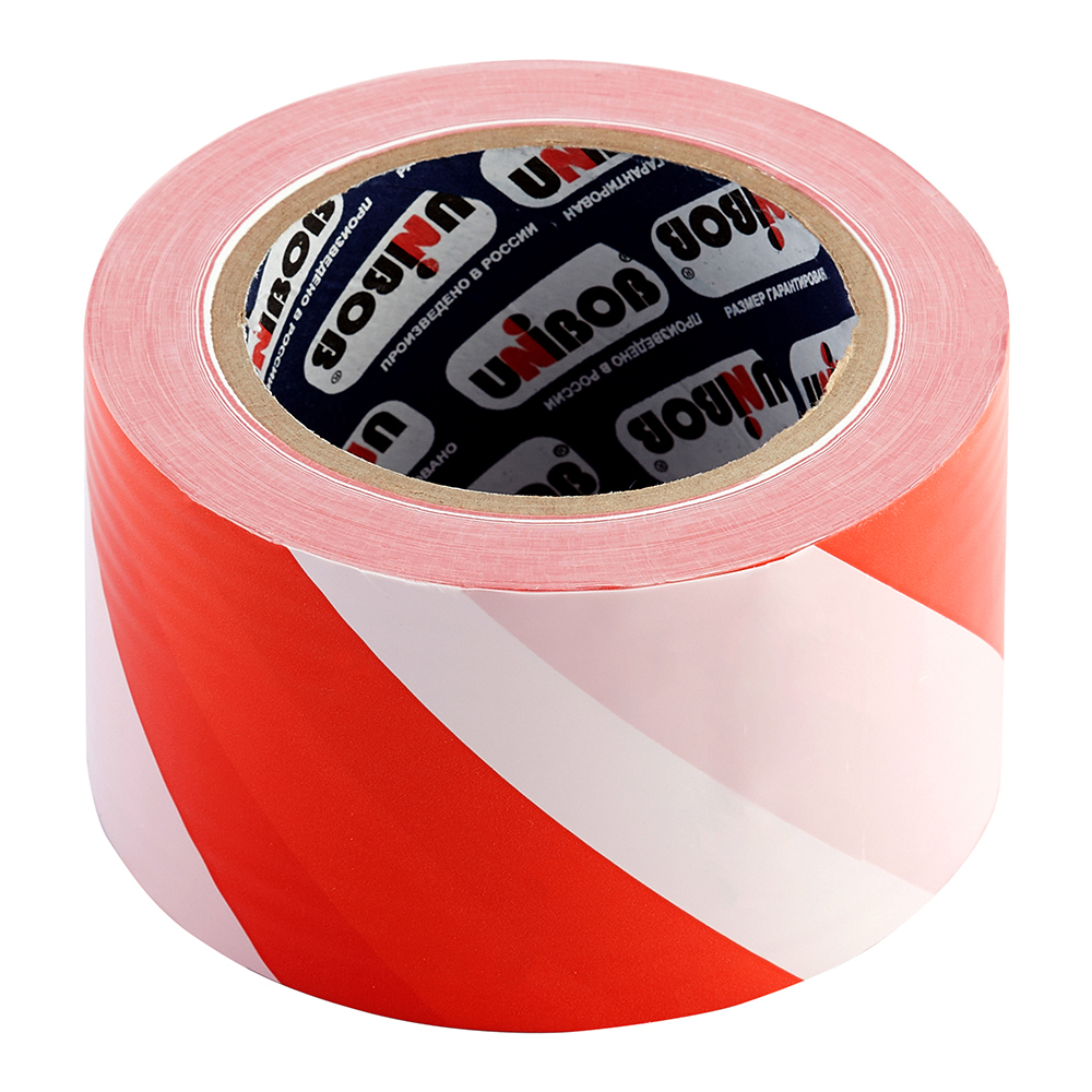 Лента сигнальная Unibob красно-белые полоски 70 мм 150 м