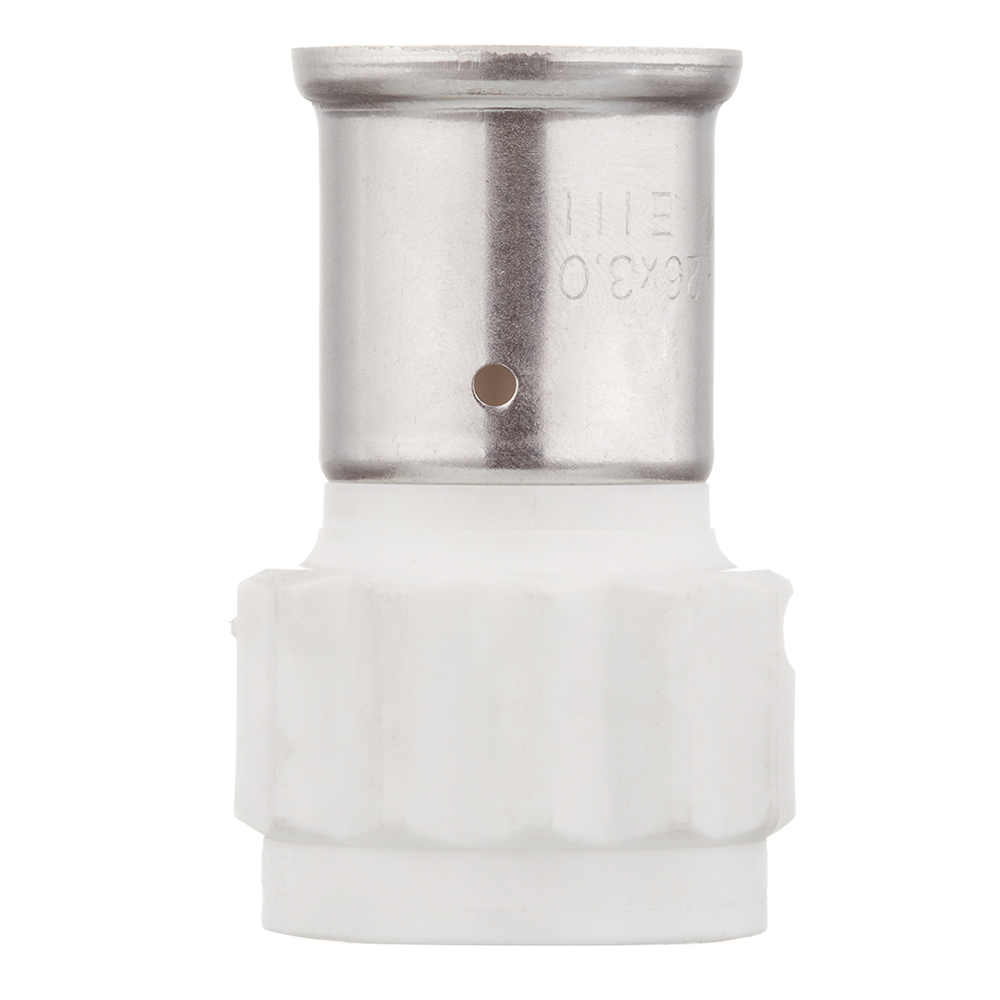 Муфта Henco (18PKW-2605) 26(пресс) х 3/4 ВР(г) PVDF белая