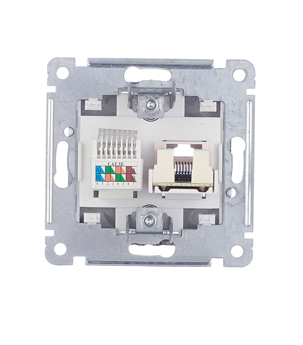 Розетка компьютерная/ телефонная Hegel Master встраиваемая черная RJ11/ RJ45 (РСКТ-440-08)