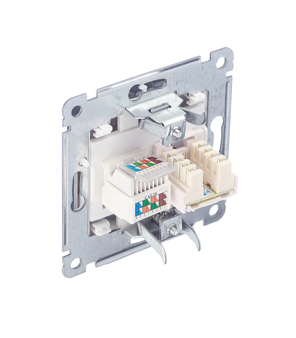 Розетка компьютерная/ телефонная Hegel Master встраиваемая черная RJ11/ RJ45 (РСКТ-440-08)