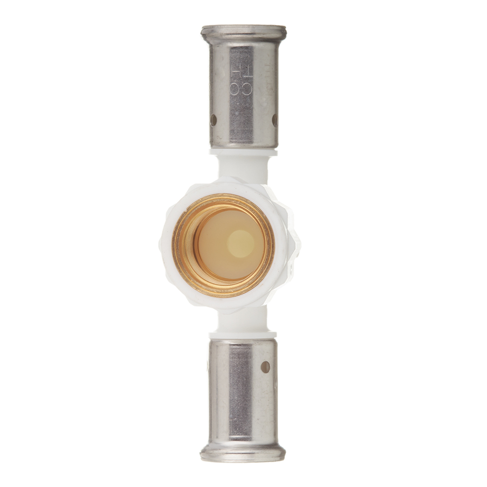 Тройник Henco (13PKW-160416) 16(пресс) х 1/2 ВР(г) х 16(пресс) PVDF белый