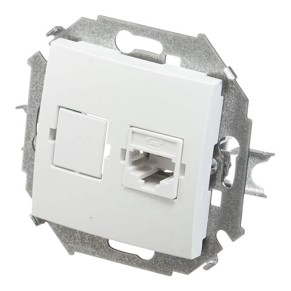 Розетка телефонная Simon 15 встраиваемая белая RJ11 (1591480-030)