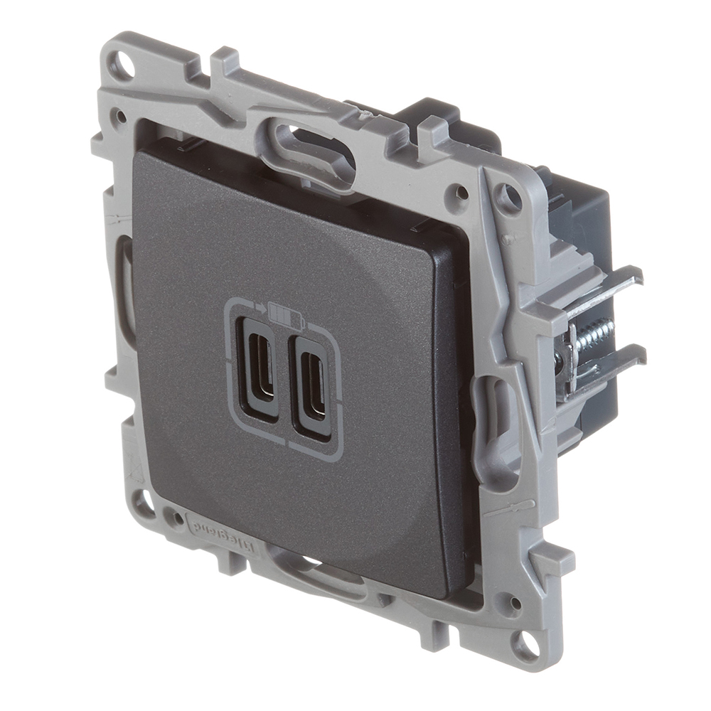 Розетка USB Legrand Etika встраиваемая антрацит 2хUSB Type-C (672635)