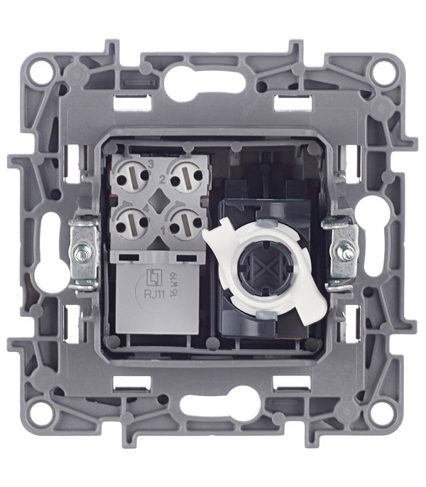 Розетка компьютерная/ телефонная Legrand Etika встраиваемая алюминий RJ11/ RJ45 (672452)