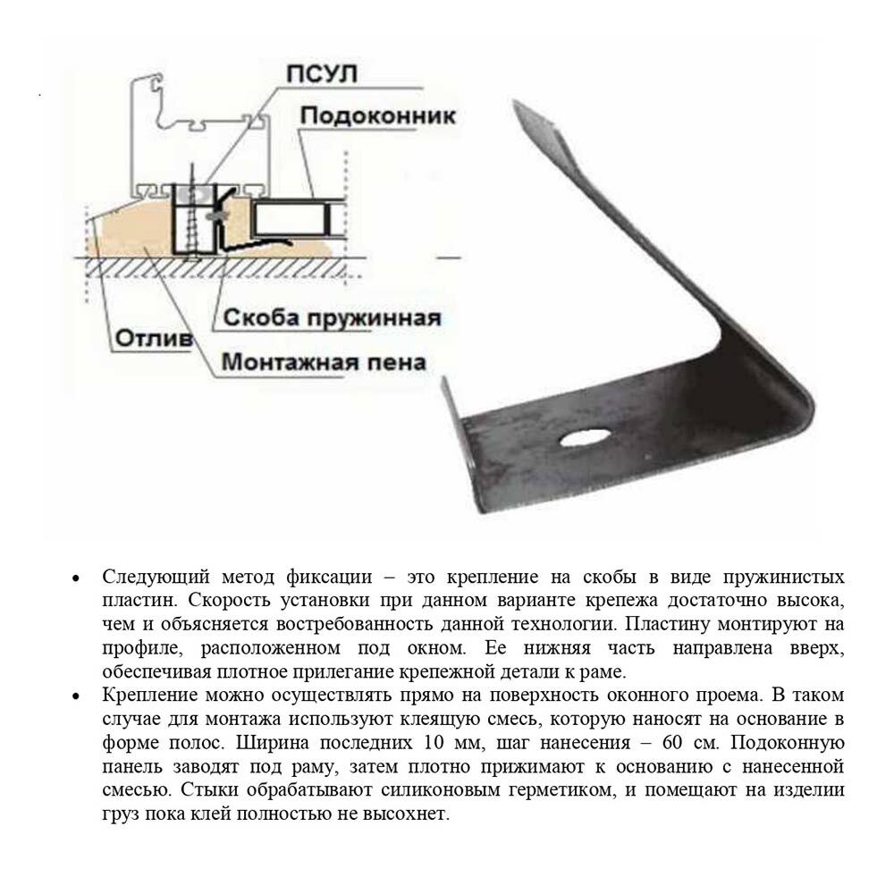 Скоба для подоконника металлическая (4 шт.)