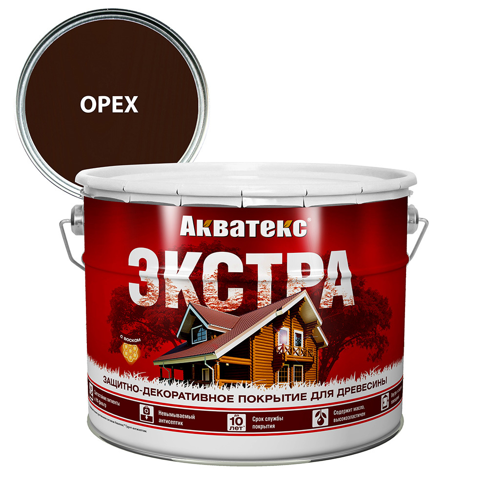 Антисептик Акватекс Экстра декоративный для дерева орех 9 л
