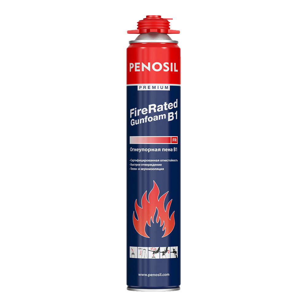 Пена монтажная профессиональная Penosil Premium Fire Rated GunFoam B1 187 огнеупорная 720 мл