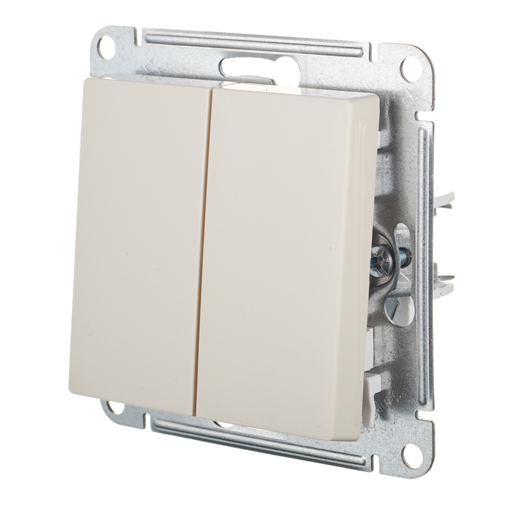 Выключатель Systeme Electric AtlasDesign двухклавишный встраиваемый бежевый (ATN000251)