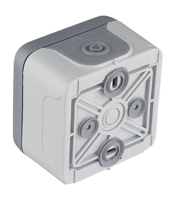 Розетка Legrand Plexo накладная серая со шторками с крышкой (69733)