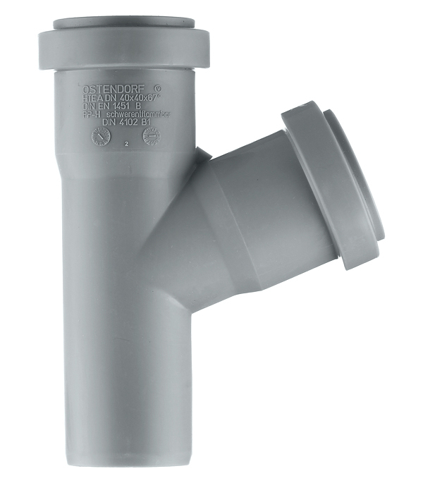 Тройник Ostendorf HTEA d40 мм 67° пластиковый для внутренней канализации (111300)