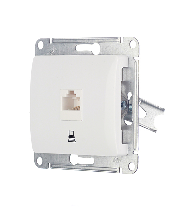 Розетка компьютерная Systeme Electric Glossa встраиваемая белая RJ45 (GSL000181K)