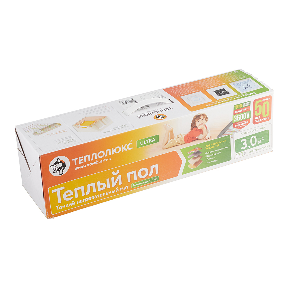 Теплый пол нагревательный мат Теплолюкс ULTRA 3 кв.м 170 (530) Вт