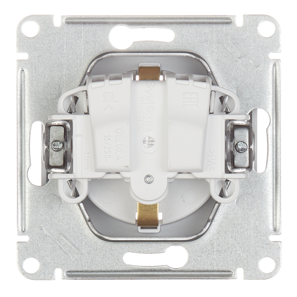 Розетка Systeme Electric Glossa встраиваемая алюминий со шторками (GSL000345)