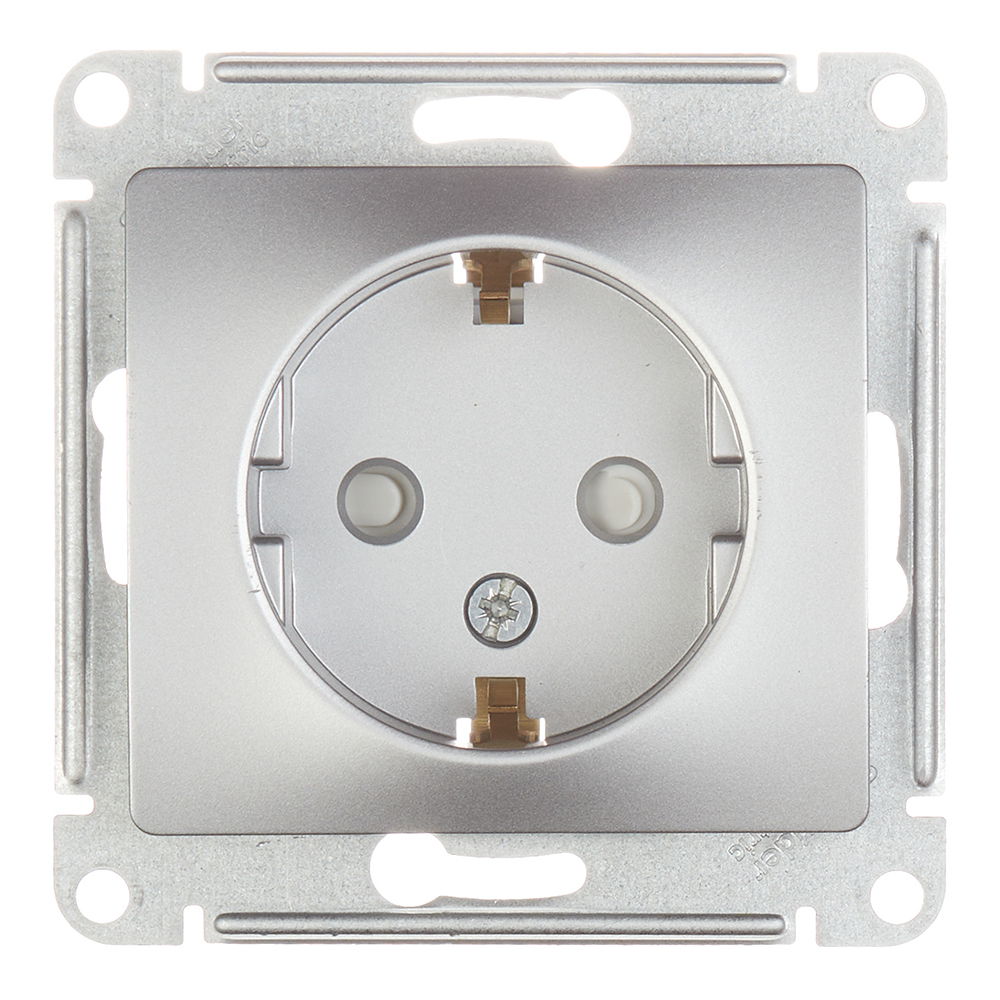 Розетка Systeme Electric Glossa встраиваемая алюминий со шторками (GSL000345)