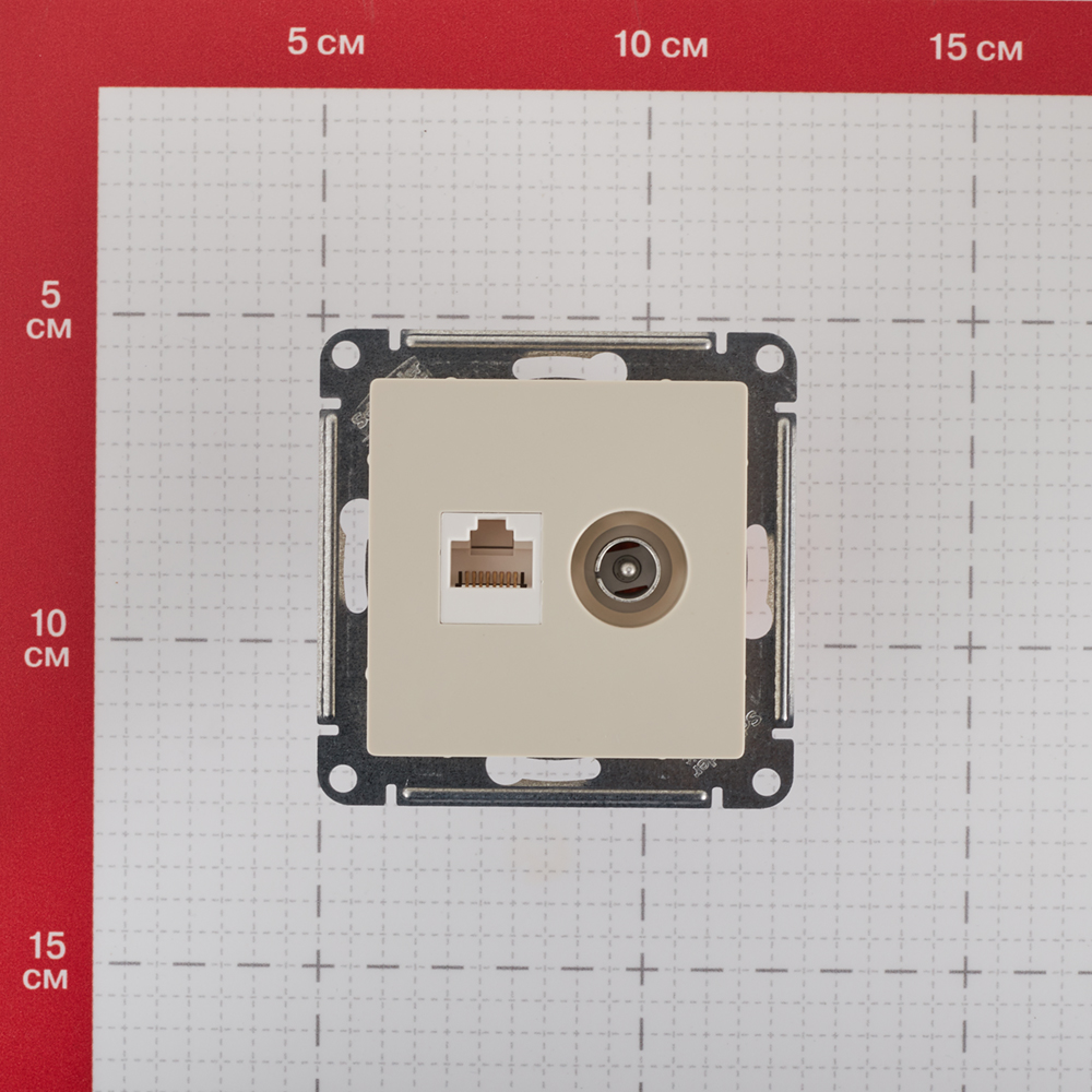 Розетка телевизионная/ компьютерная Systeme Electric AtlasDesign встраиваемая бежевая TV/ RJ45 (ATN000289)