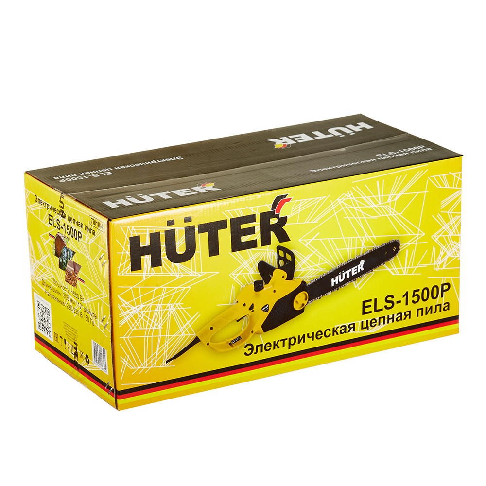 Пила цепная электрическая Huter ELS-1500P 1500 Вт 12" шаг 3/8" паз 1,3 мм 45 звеньев (70/10/4)