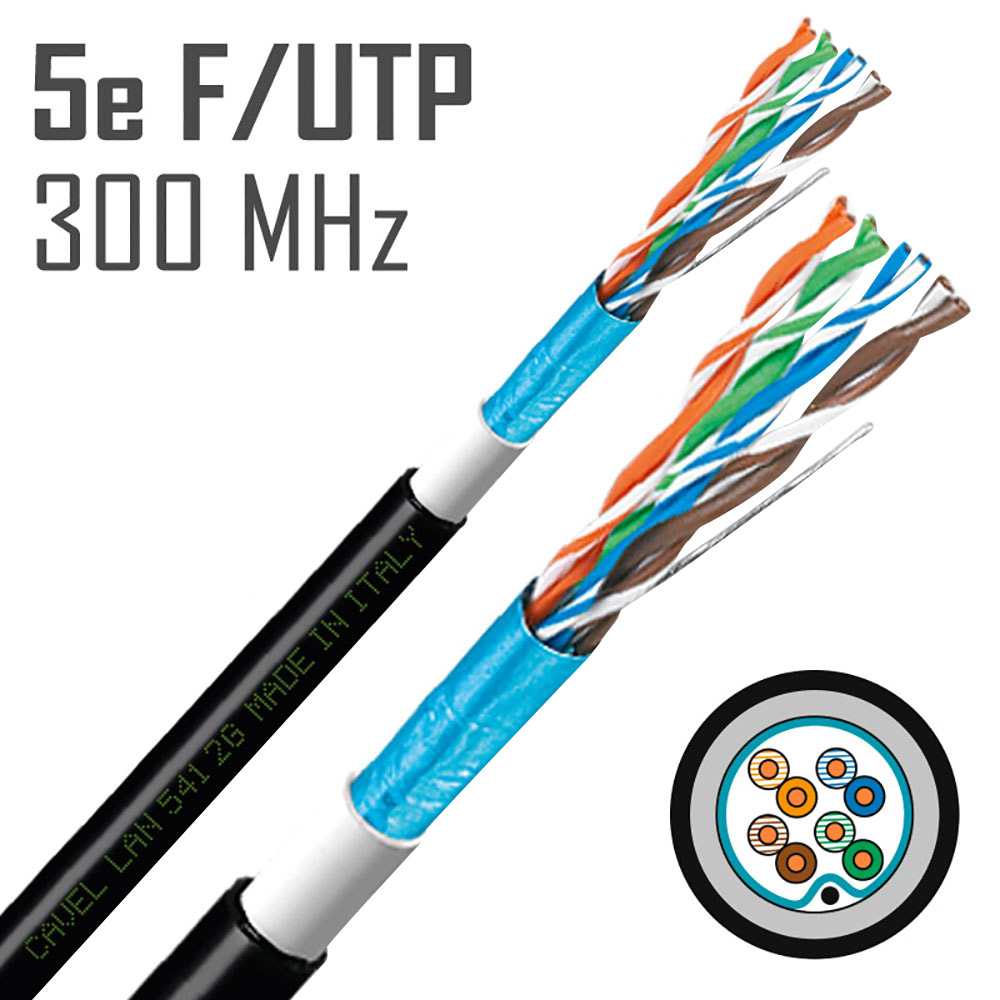Интернет-кабель уличный (витая пара) FTP CAT5e LAN 541 2G 4х2х0,51 мм экранированный Cavel