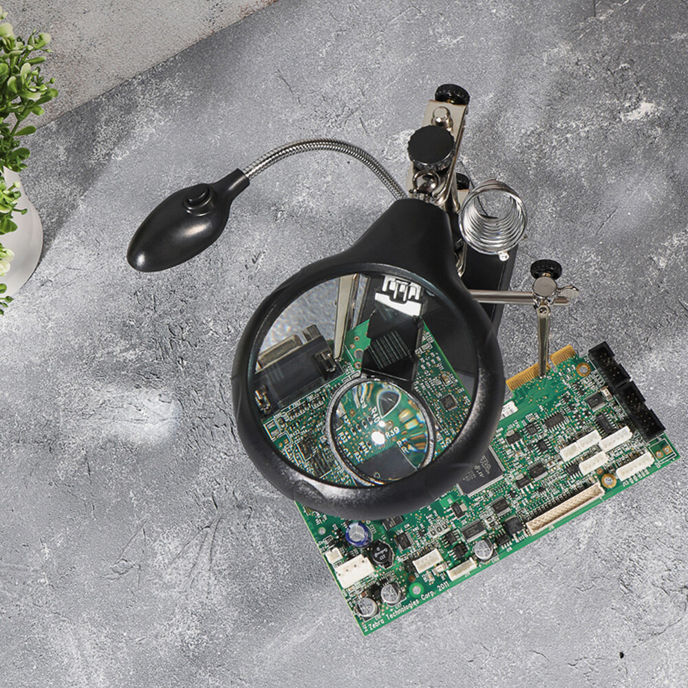 Держатель Rexant Третья рука с LED подсветкой и лупой х2.5 (12-0250)