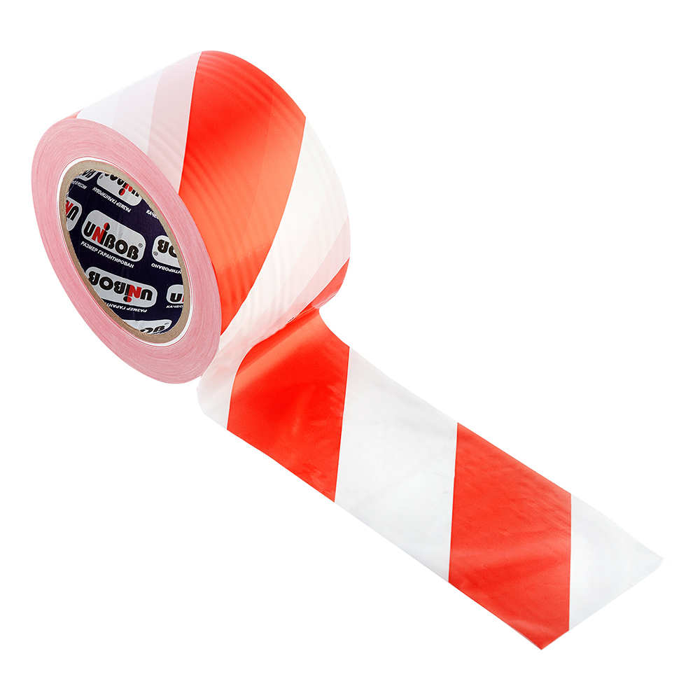 Лента сигнальная красно-белые полоски 75 мм 200 м