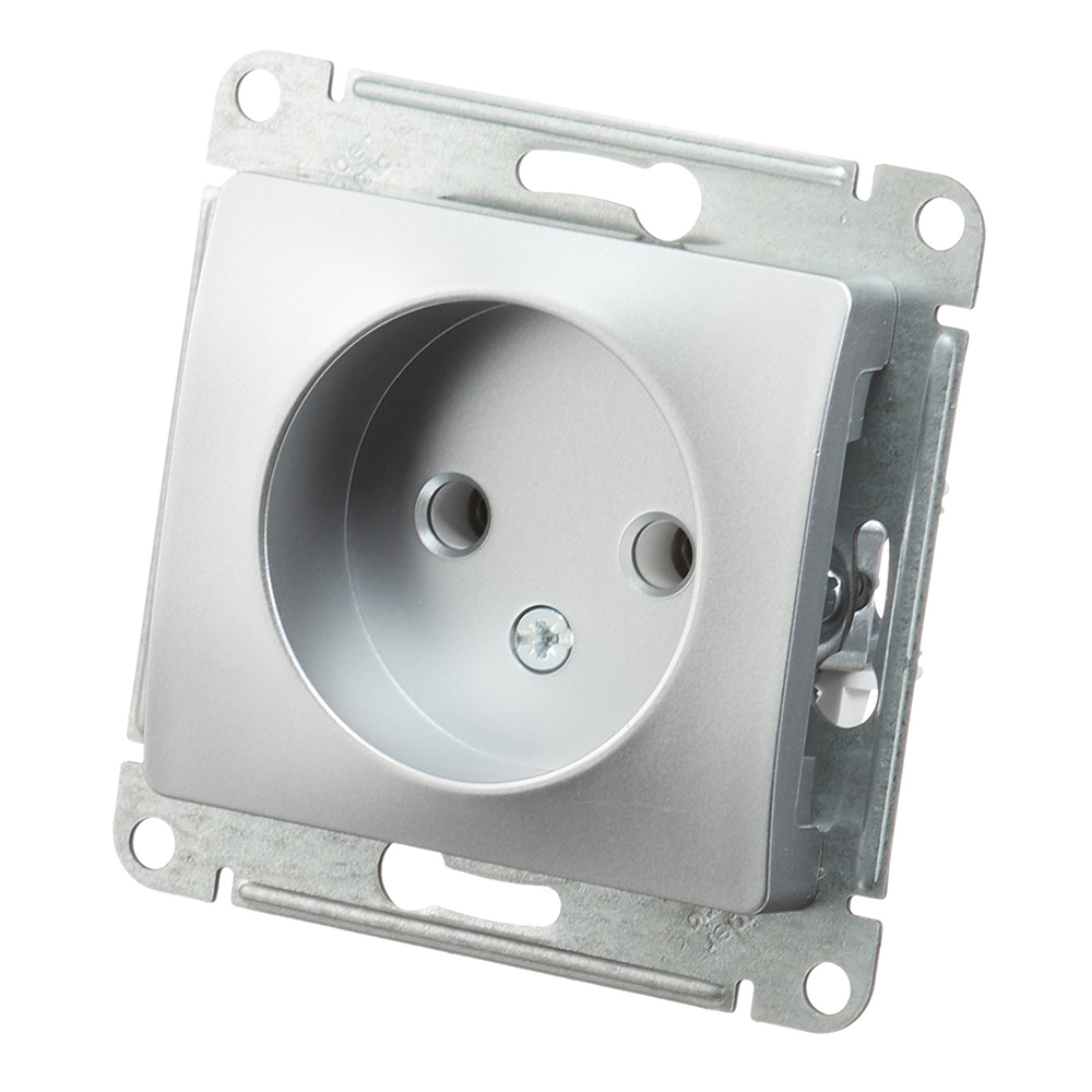 Розетка Systeme Electric Glossa встраиваемая алюминий (GSL000341)