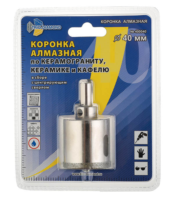 Коронка алмазная Trio-Diamond (400040) по керамограниту d40 мм