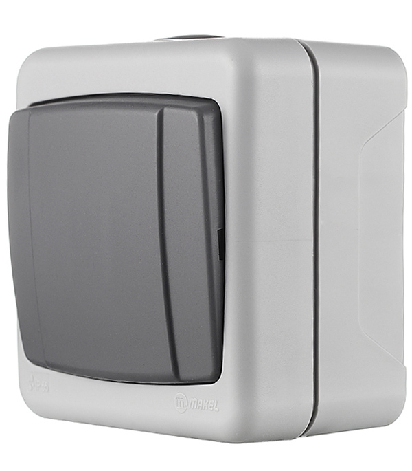 Выключатель Makel одноклавишный накладной серый (36064001)