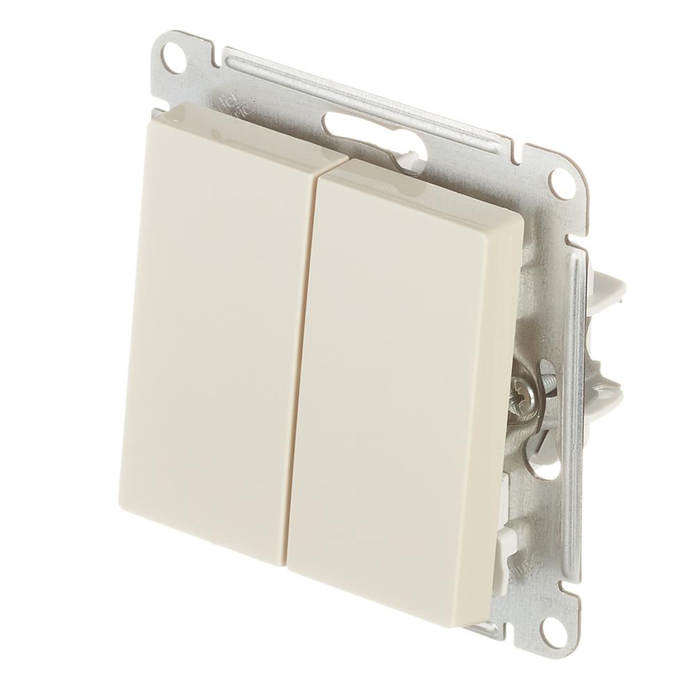 Переключатель Systeme Electric AtlasDesign двухклавишный встраиваемый бежевый (ATN000265)