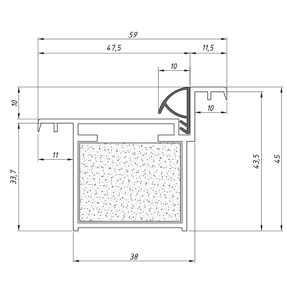 Коробка дверная скрытого монтажа Invisible 59,5х44,5х2100 мм универсальная серебро с петлями (2,5 шт.)