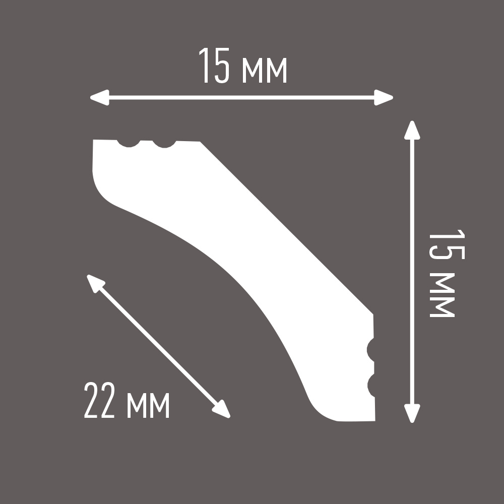 Плинтус потолочный из пенополистирола 15х15х2000 мм Плинтэкс P15/15