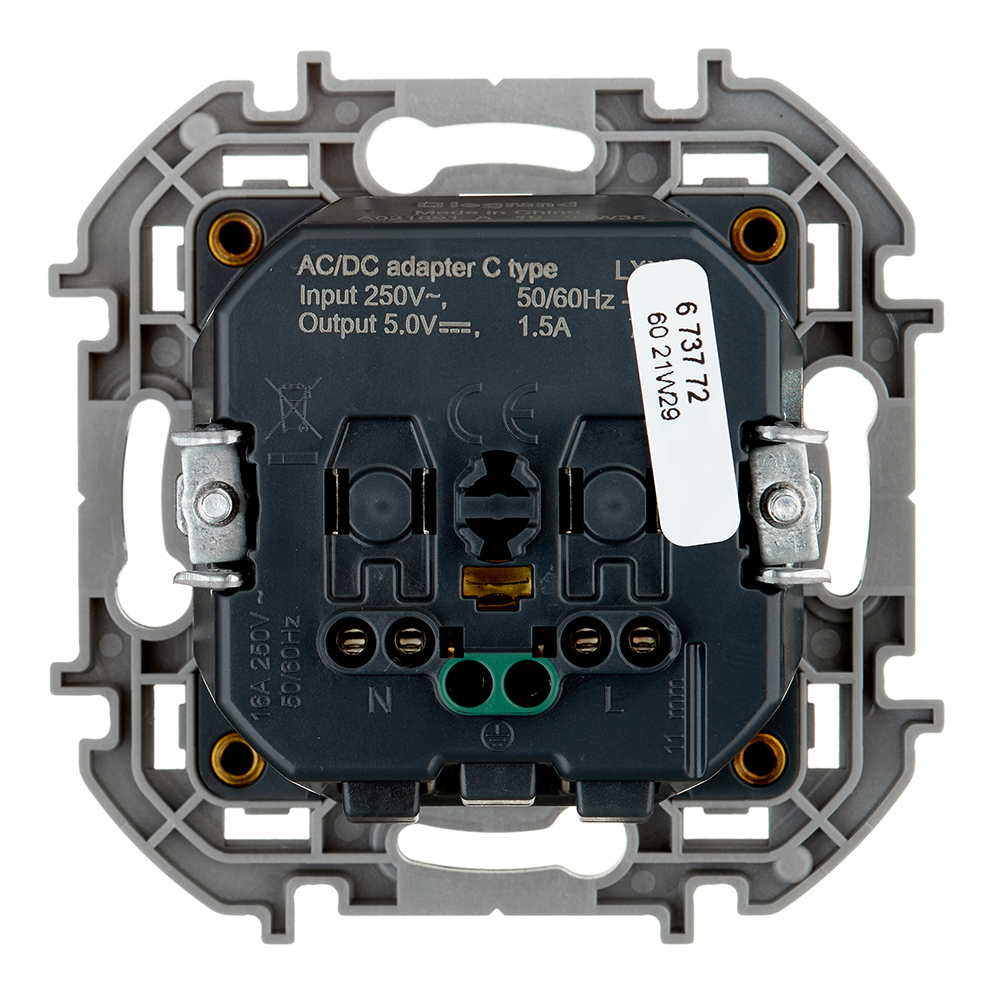 Розетка Legrand Inspiria встраиваемая алюминий с USB Type-C (673772)