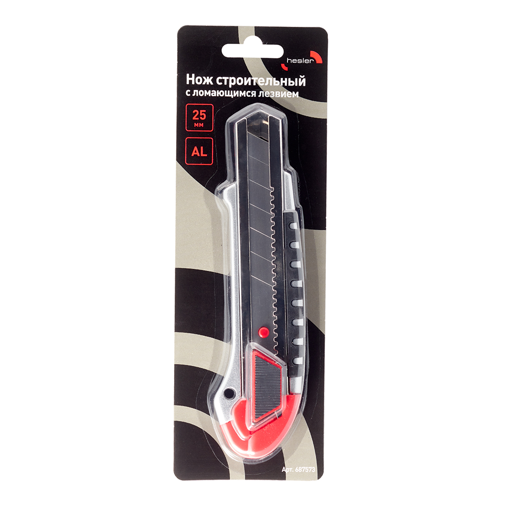 Нож строительный Hesler 25 мм с ломающимся лезвием стальной корпус