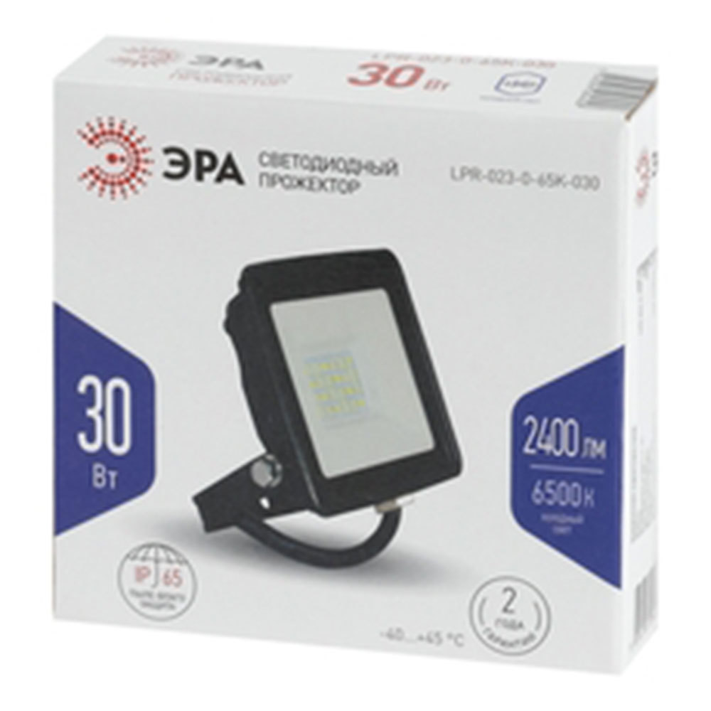 Прожектор светодиодный Эра LPR-02 6500К 30 Вт IP65 черный