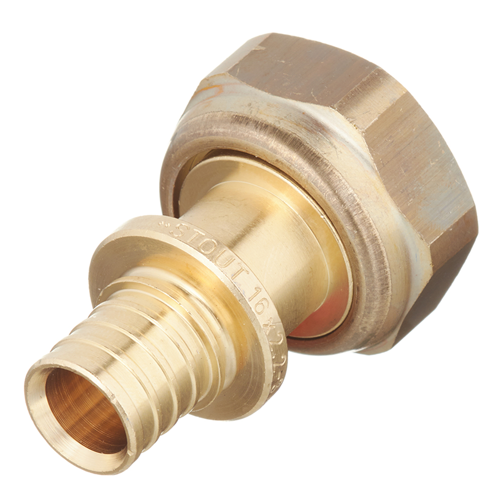 Соединитель прямой Stout 16 мм х 3/4 ВР(г) с накидной гайкой латунный (SFA-0019-001634)