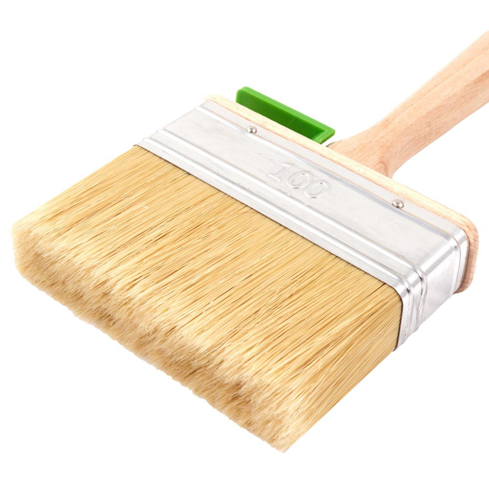 Кисть плоская натуральная щетина деревянная ручка Wenzo Wood 100х25 мм для эмалей и лаков на алкидной основе