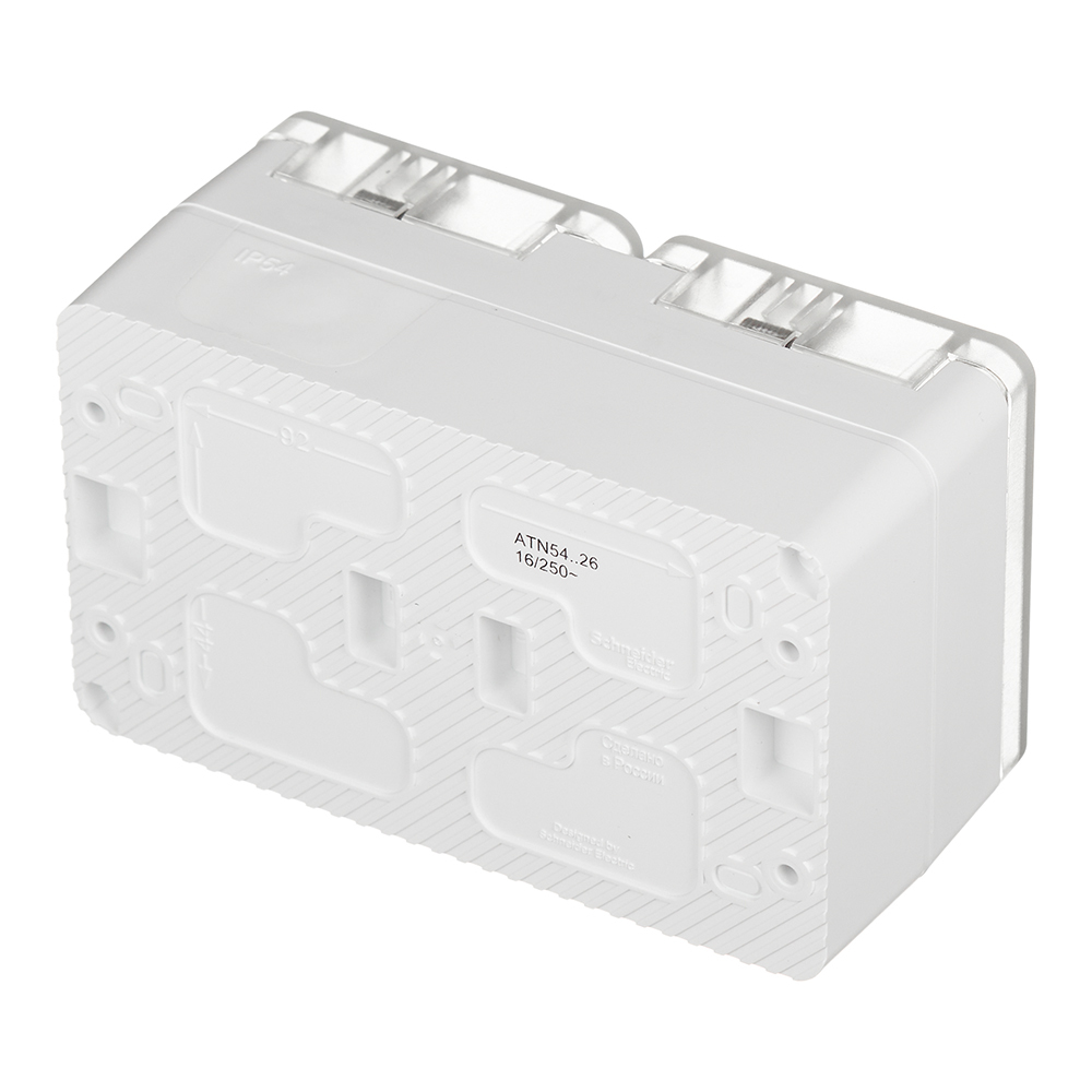 Розетка Systeme Electric AtlasDesign Profi54 накладная белая со шторками с крышкой (ATN540126)