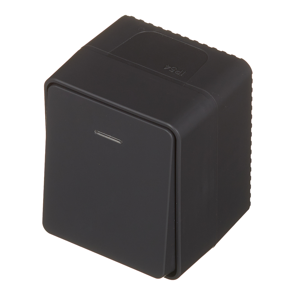 Выключатель Systeme Electric AtlasDesign Profi54 одноклавишный накладной антрацит с подсветкой (ATN544013)