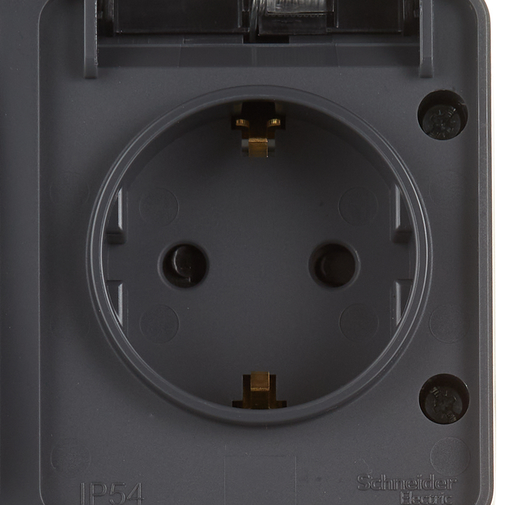 Блок выключатель и розетка Systeme Electric AtlasDesign Profi54 двухклавишный накладной антрацит (ATN544074)