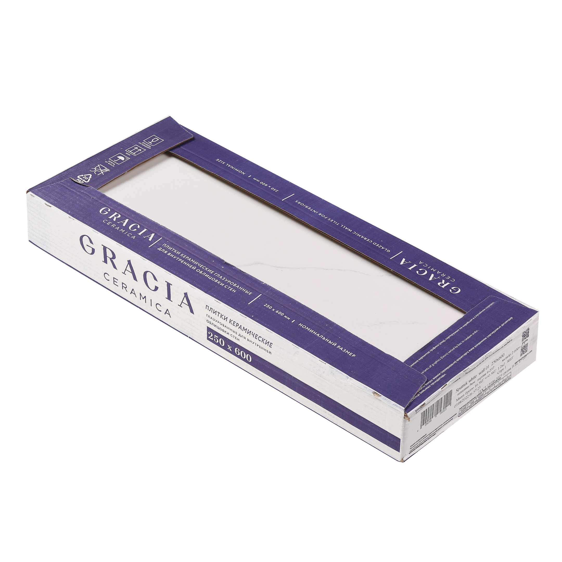 Плитка облицовочная Gracia Ceramica Sputnik белая 1 600х250х9 мм (8 шт.=1,2 кв.м)