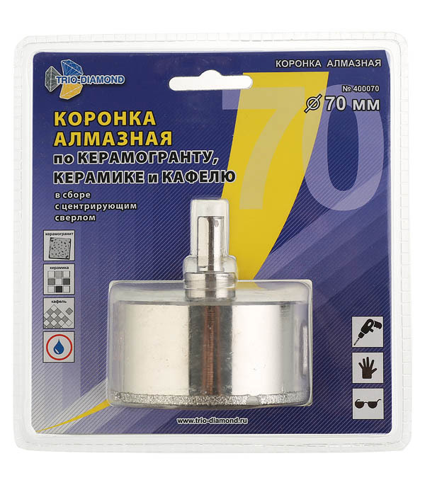 Коронка алмазная Trio-Diamond (400070) по керамограниту d70 мм