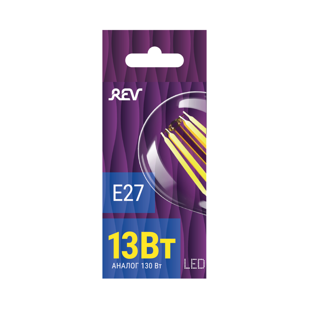 Лампа светодиодная филаментная Rev E27 2700К 13 Вт 1230 Лм 220 В груша A60 прозрачная