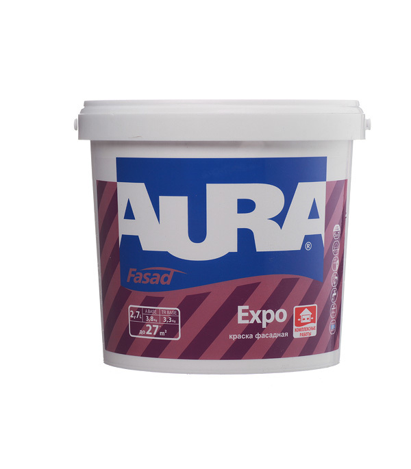 Краска фасадная Aura Fasad Expo акриловая база А белая 2,7 л