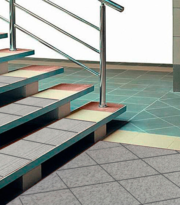 Керамогранит ступень Quadro Decor Грес серый соль-перец 300х300х7 мм (17 шт.=1,53 кв.м)