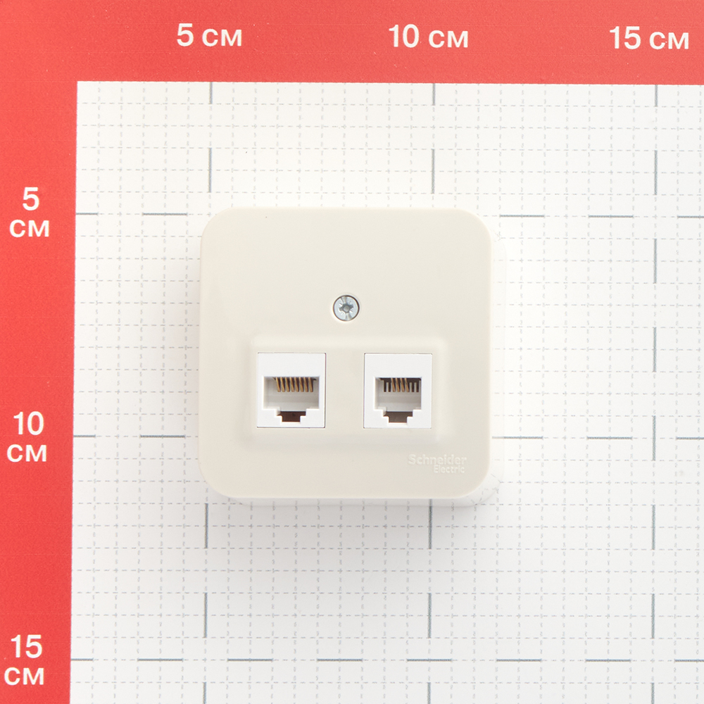 Розетка компьютерная/ телефонная Systeme Electric Blanca накладная бежевая RJ11/ RJ45 (BLNIA045117)
