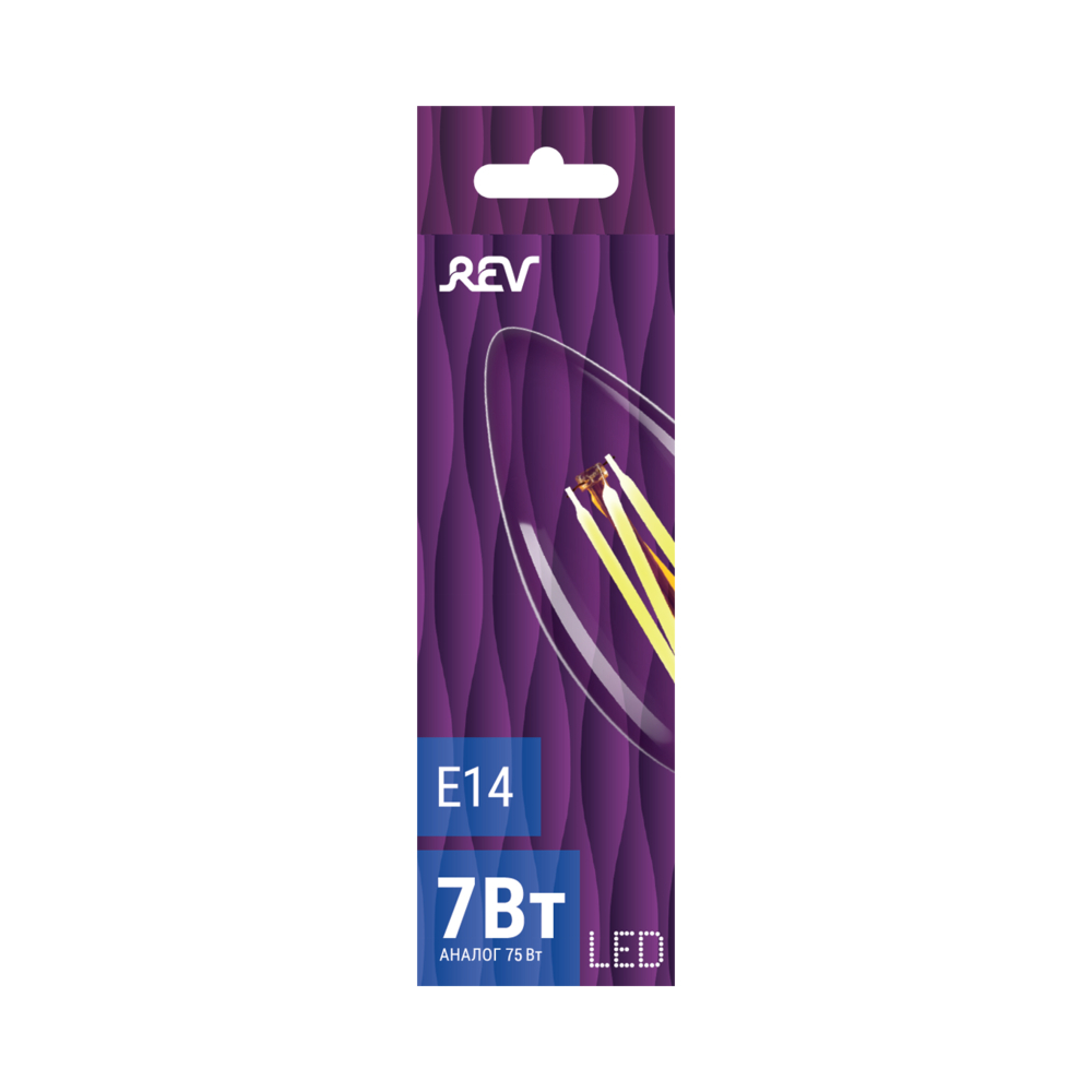Лампа светодиодная филаментная Rev E14  4000К 7 Вт 220 В свеча
