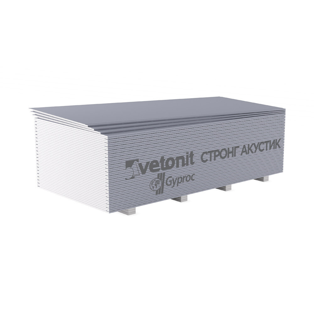 Гипсокартон Vetonit (Gyproc) Стронг Акустик 2500х1200х15 мм звукоизоляционный высокопрочный