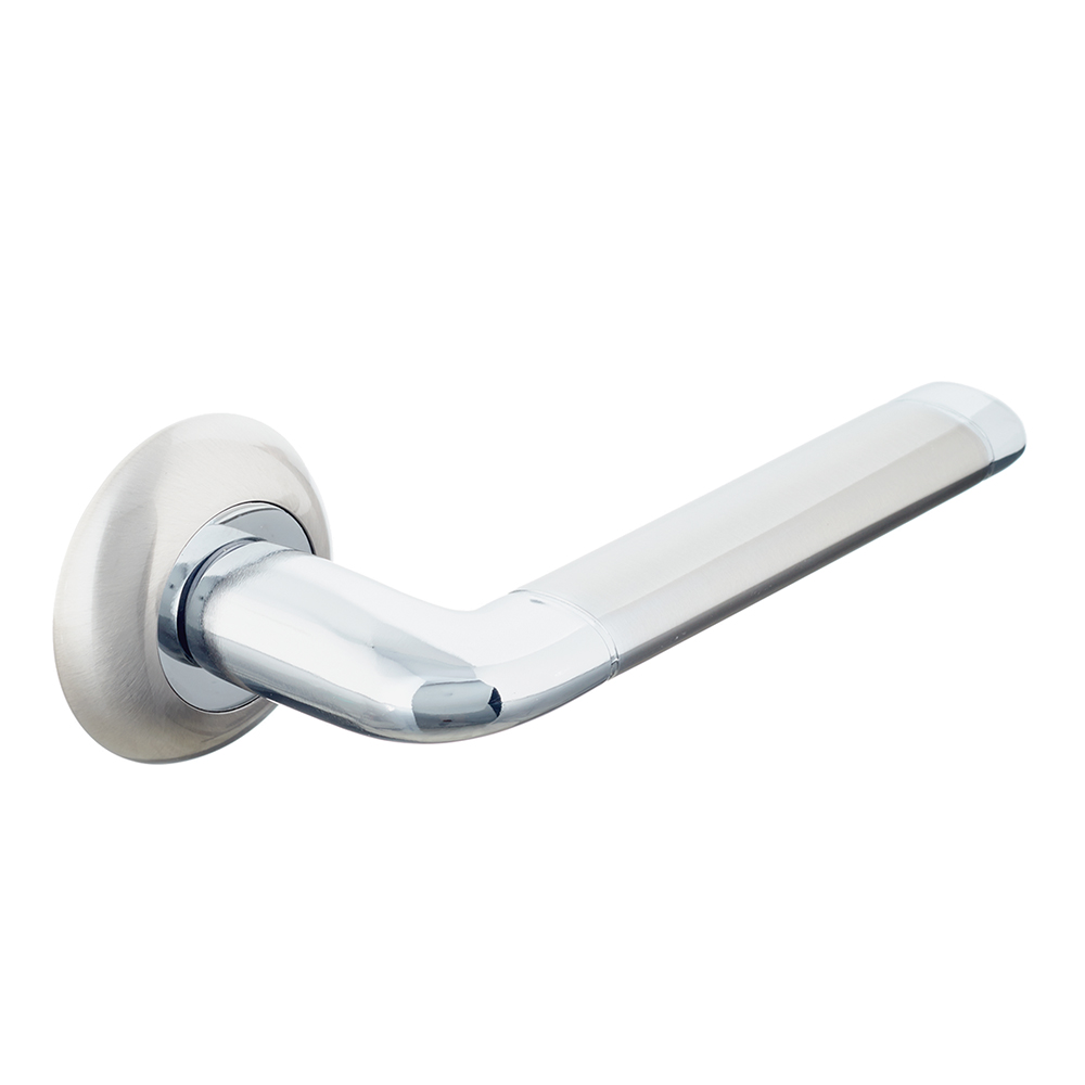 Ручка дверная круглая розетка белый никель/хром