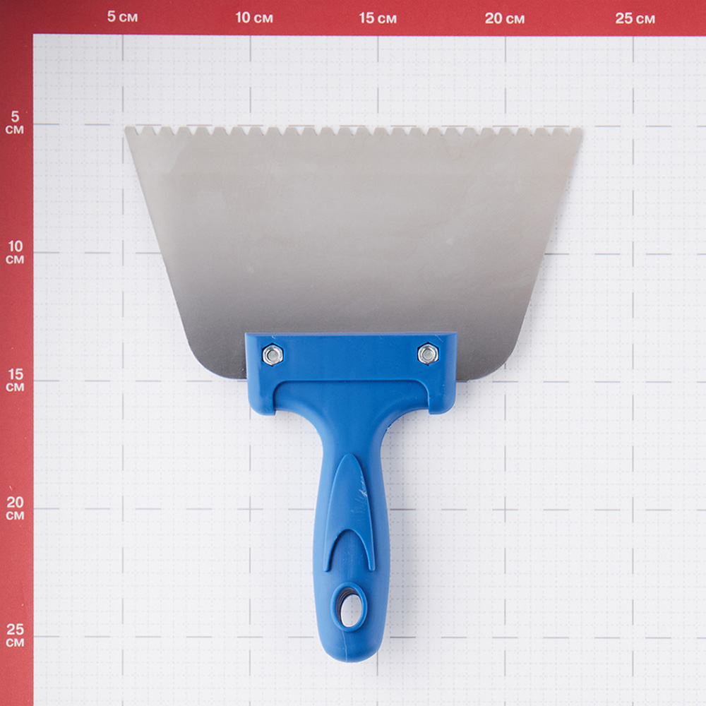 Шпатель для клея зубчатый Дельта 180 мм В3 нержавеющая сталь с пластиковой ручкой (10870-В3)