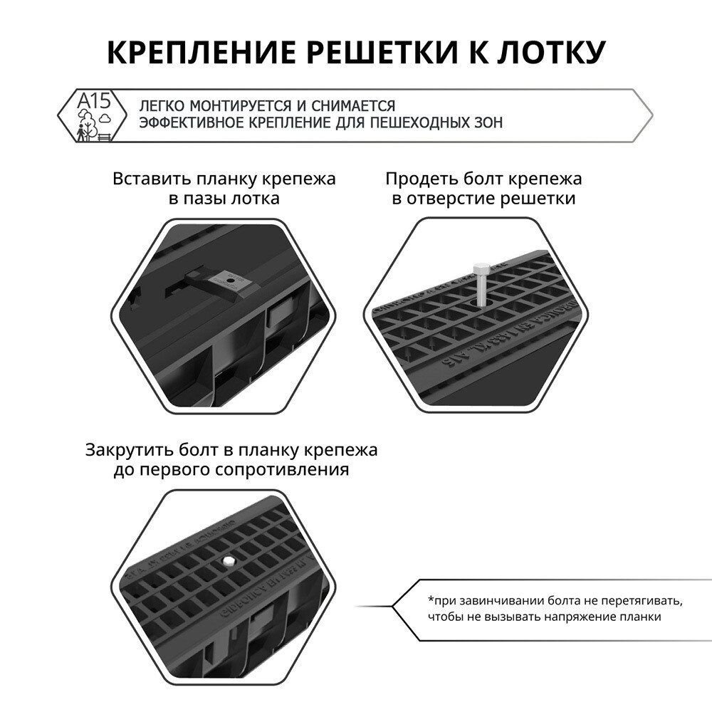 Решетка для лотка водоотводного пластиковая 500х138 мм Gidrolica черная