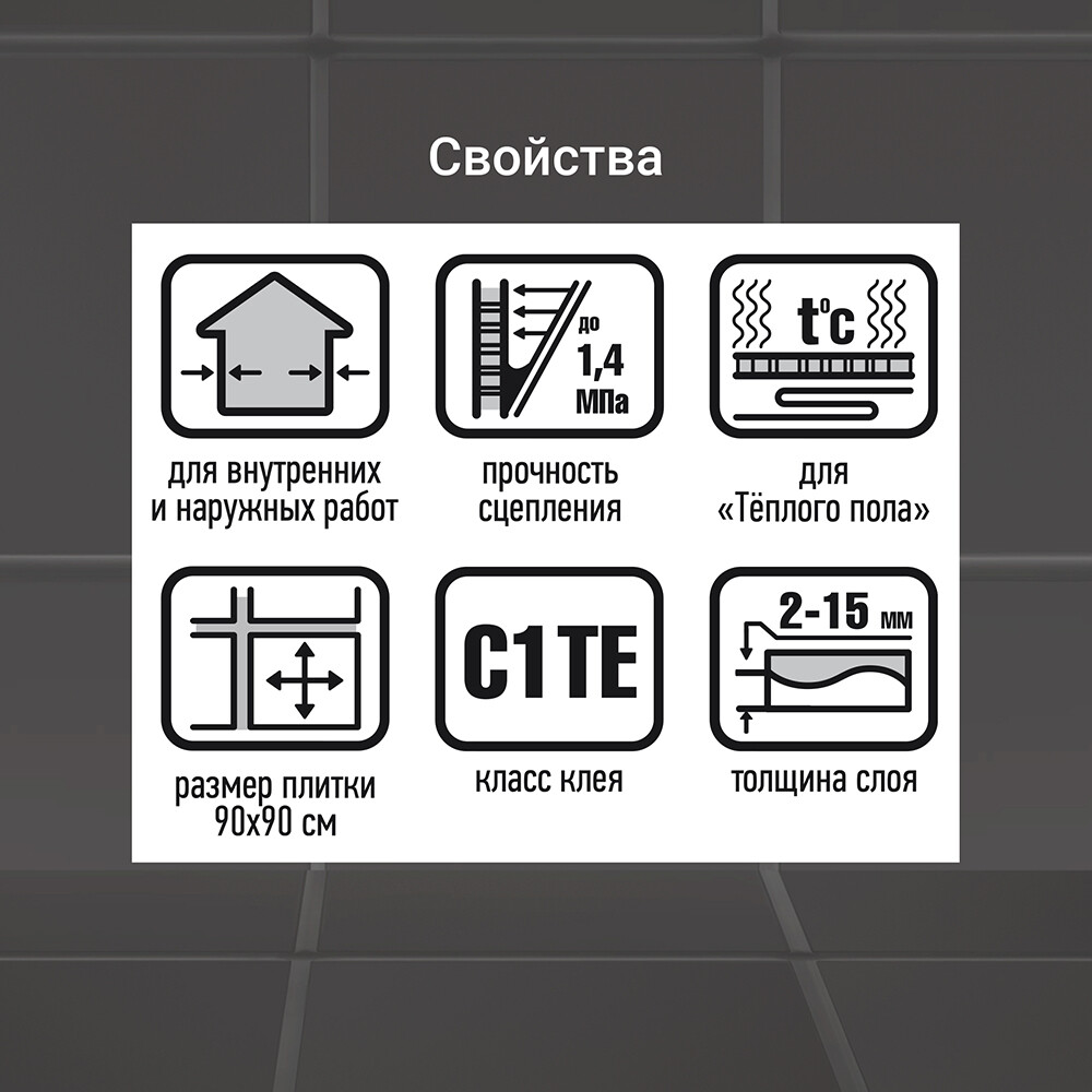 Клей для плитки/ керамогранита/ камня Unis Плюс класс C1 TE 5 кг